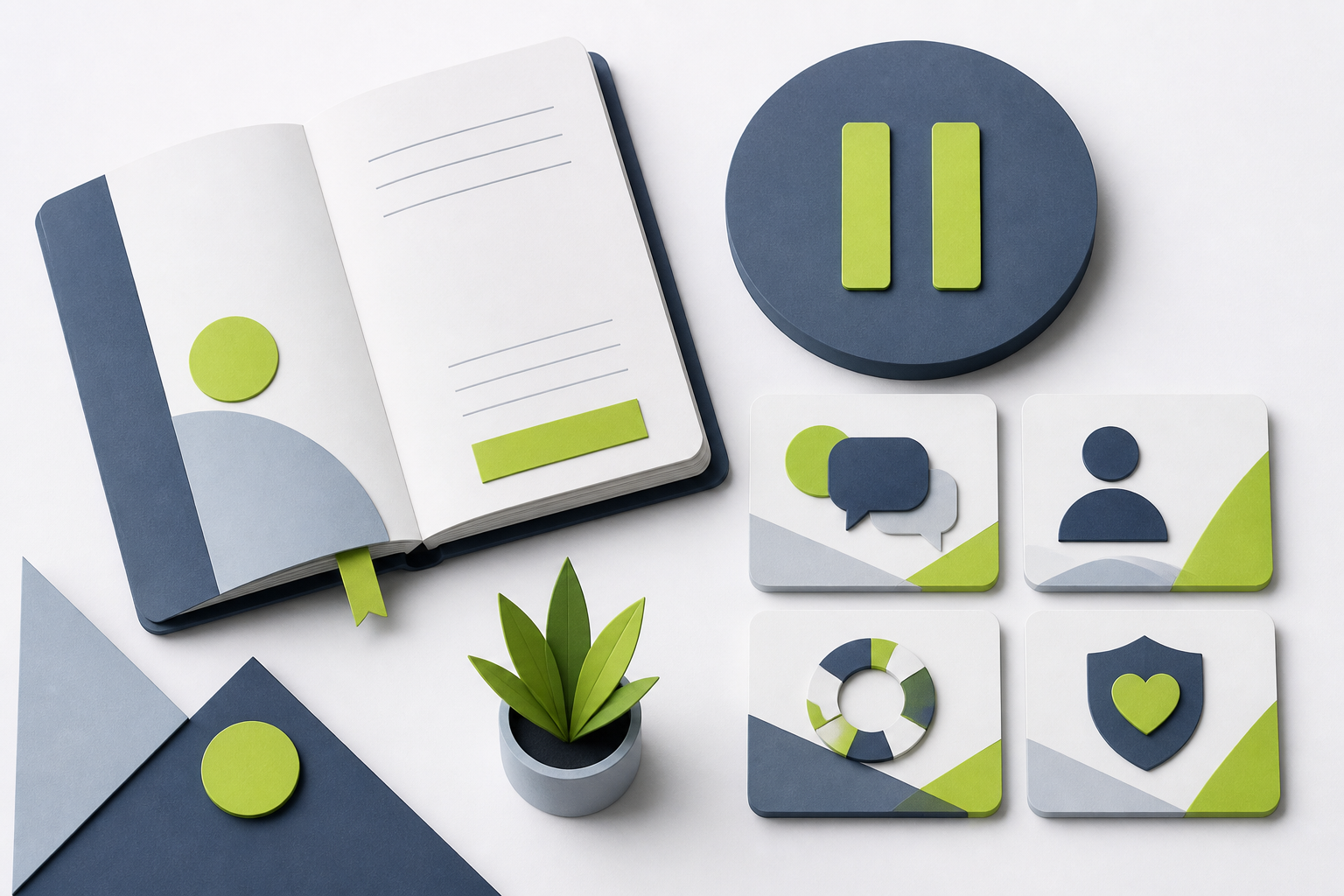 Geometric illustration of support resources arranged as neat tiles